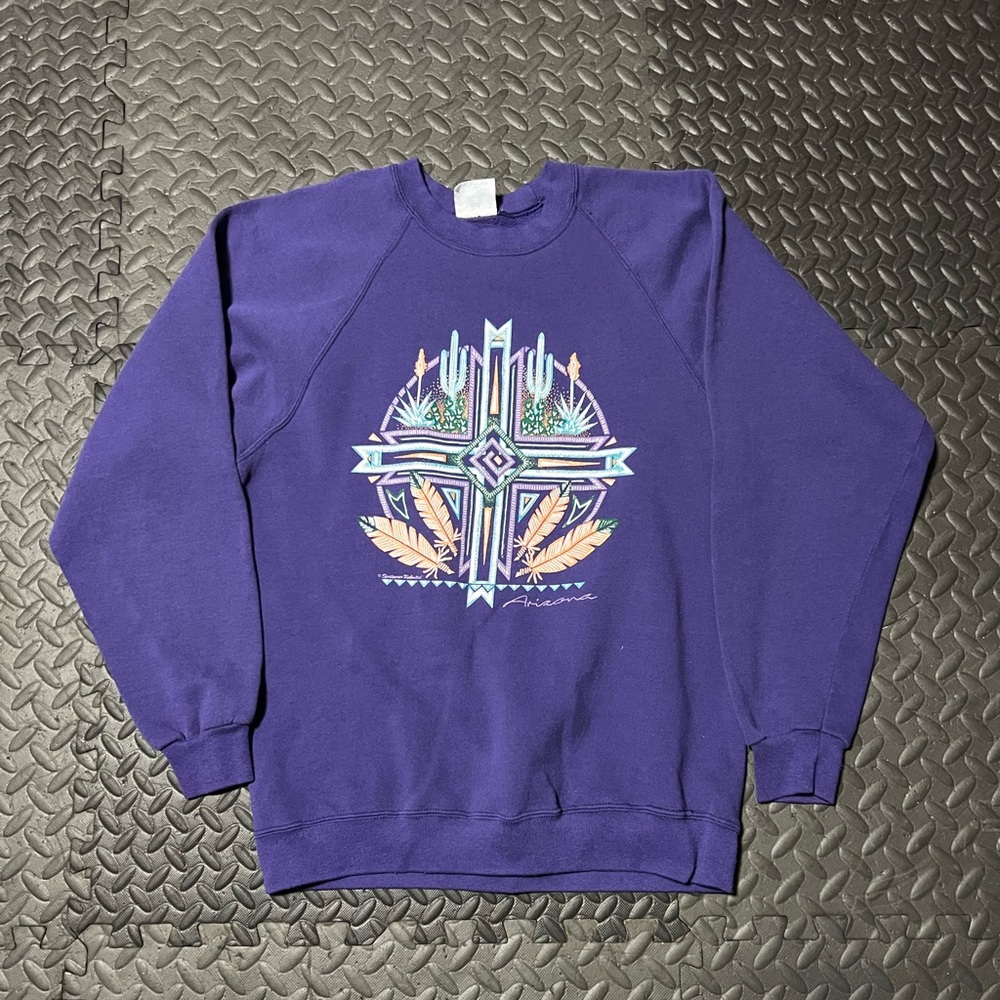 Vibrant Purple Crewneck Sweater with Geometric Design